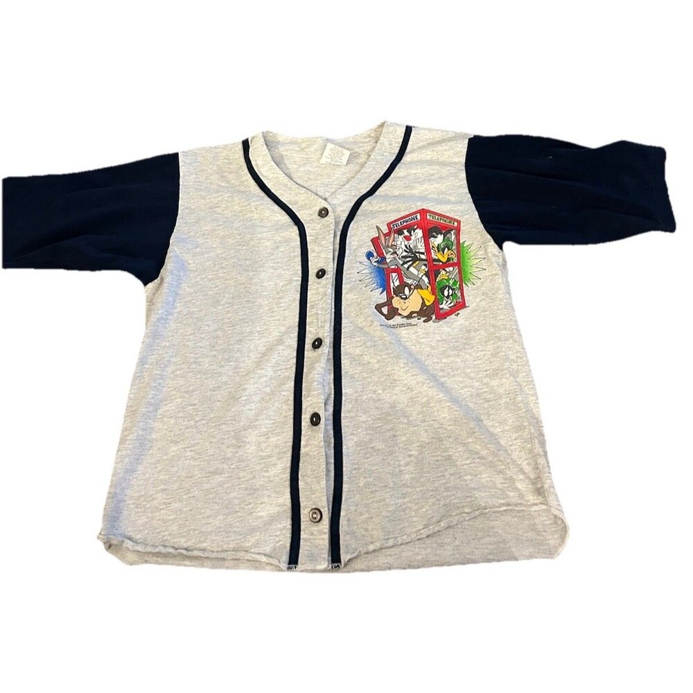 Vintage 1994 Looney Tunes Phone Booth Raglan Henley Tee — sUn Sportswear, Size M